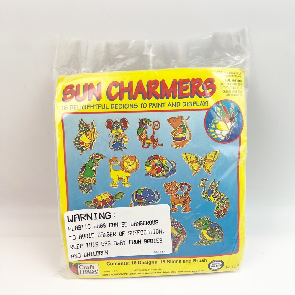 New Vtg 1997 Prism Sun Charmers Catchers Kit Craft House Paint 16 Animals *Read